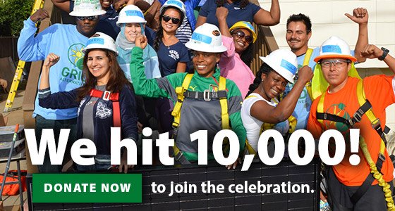 GRID's tweet photo. 10,000 solar electric systems for low-income families! That’s a 42 megawatt, distributed clean energy power plant saving families over $300 million in energy costs and cleaning our air! Give today to power the next 10,000 installations https://t.co/cYIQjPbLDF https://t.co/HnHvRt1ysx