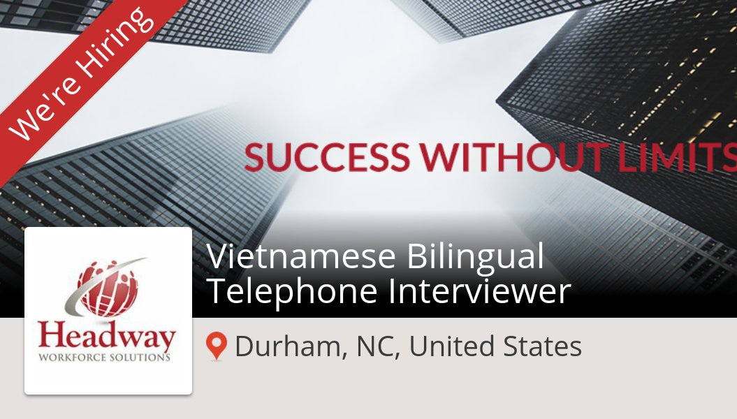 #S3 is hiring a Vietnamese #Bilingual Telephone #Interviewer in #DurhamNCUnitedStates, apply now! #job workfor.us/headwaywfs/1gh