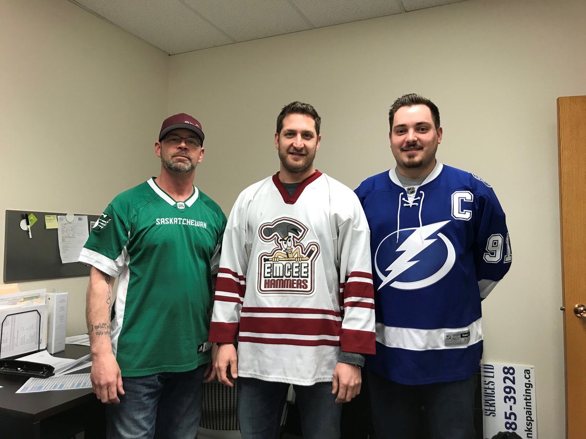 EmceeConstruct's tweet photo. A few of the Emcee staff on #JerseyDay #humboldtstong https://t.co/cqHs7f6PFR