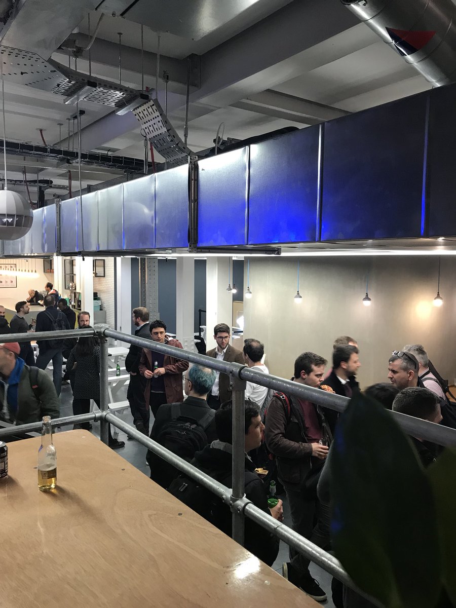 Scala_Central's tweet image. Tonight’s #scalacentral is getting pretty busy, everyone’s enjoying some drinks & pizza before the talks kick off 🍕 🍻