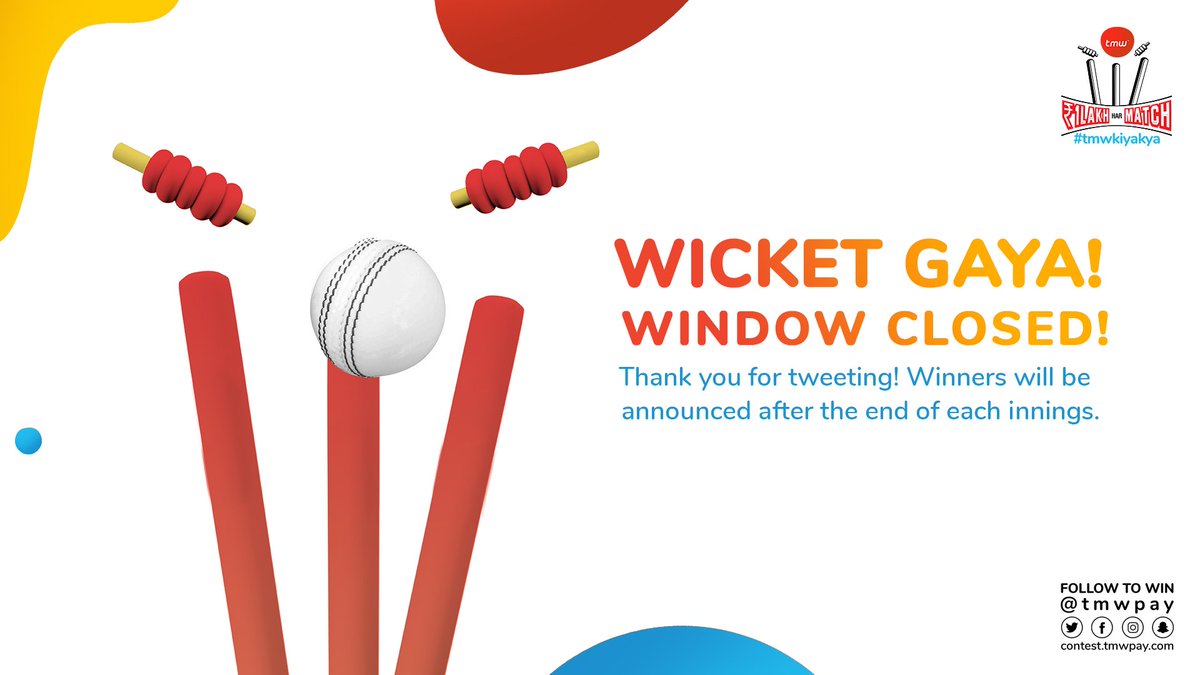 🛑 …that’s five minutes! Now we’ll go through all your #tmwkiyakya tweets and find the lucky winners!  

Play on to win up to ₹1Lakh in each match! 
#Contest #ContestAlert