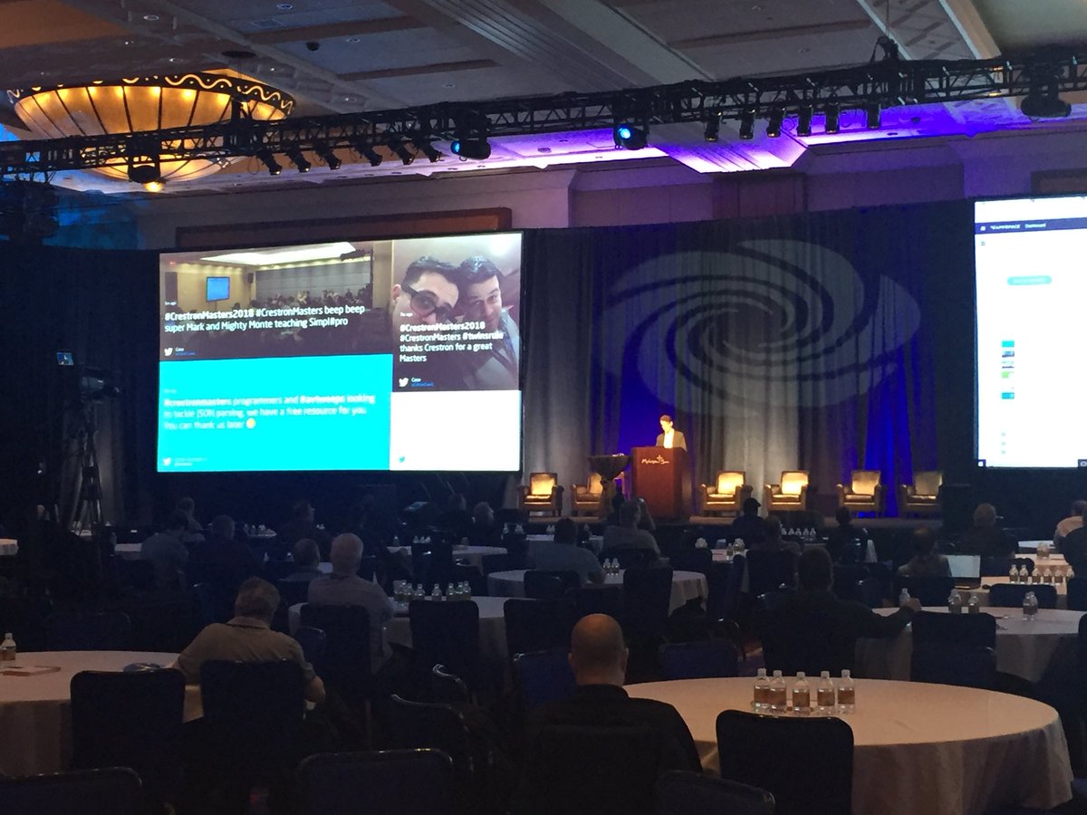 appspace's tweet image. Live demo of #appspace is under way at #CrestronMasters and the @seenspire social media card shows how easy it is to manage and moderate multiple social media feeds.