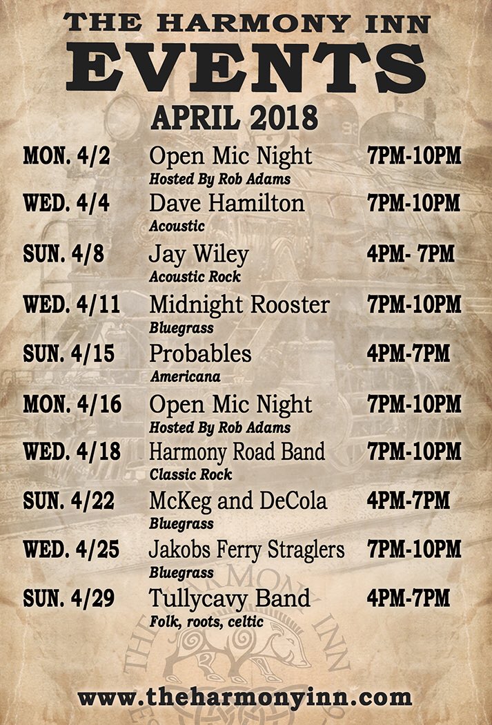 theharmonyinn's tweet photo. The Probables play this Sunday at The Inn ! https://t.co/31DVFQMJj3