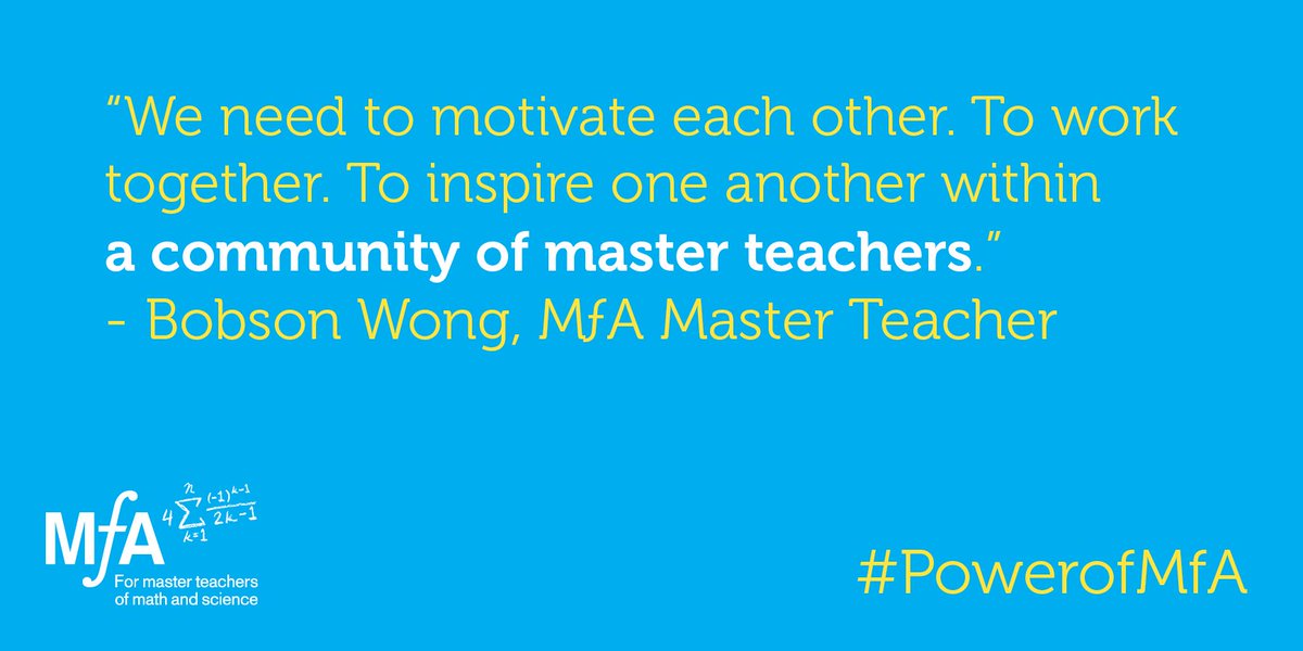MathforAmerica's tweet photo. “We need to motivate each other. To work together. To inspire one another within a community of master teachers.” - @bobsonwong #PowerofMfA https://t.co/FMkzWWF9Ss
