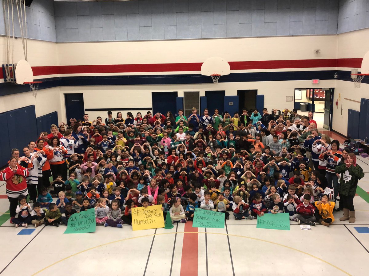 MillersGrovePS's tweet photo. @MillersGrovePS showing support and love for #Humboldt on  #jerseysforhumboldt @PeelSchools  #humboldtsrong https://t.co/S51FGHFbax