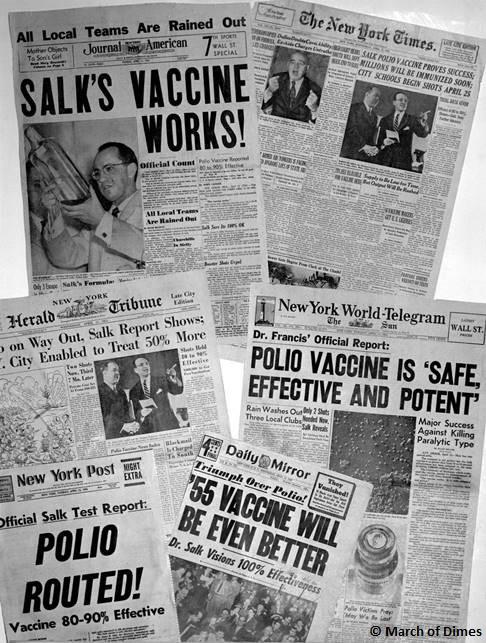On #ThisDayInHistory in 1955, Jonas Salk announced the first-ever polio vaccine was safe and effective – a scientific breakthrough in the fight to #endpolio. #vaccineswork #TBT