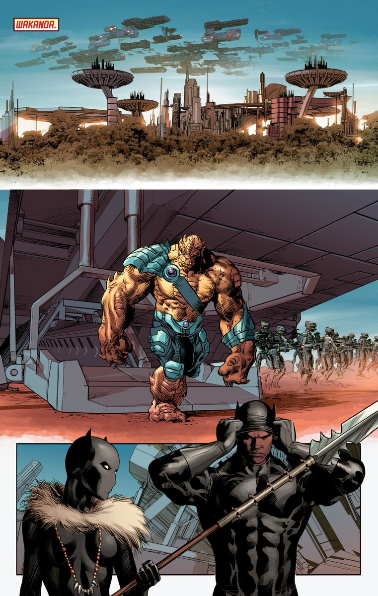 In case you doubted Jonathan Hickman's influence on "Infinity War", it looks like the invasion of Wakanda is being drawn heavily from it.(New Avengers #8.)