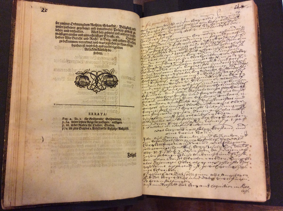 honnoldlibrary's tweet photo. #NewAtNoon: Check out this addition to the Hoover Collection of Mining & Metallurgy! This half printed, half manuscript work documents 16th and 17th century silver, lead, and copper mining in the Harz mountains. #ccl_speccoll #claremontcollegeslibrary #Hoovercollection #newbie https://t.co/EjEC7ELDfk