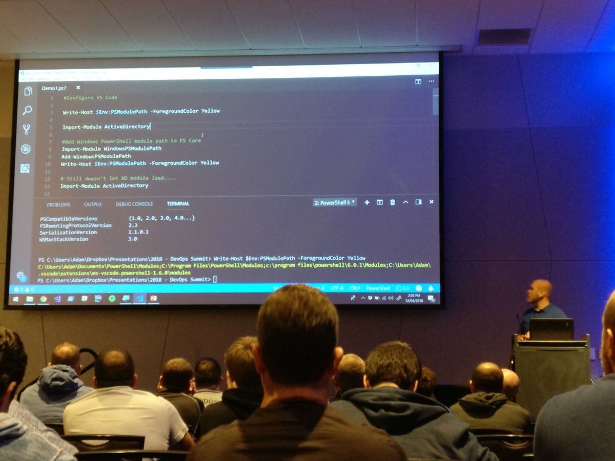 TylerLeonhardt's tweet image. And @adamdriscoll's using @code for #PowerShell 😍