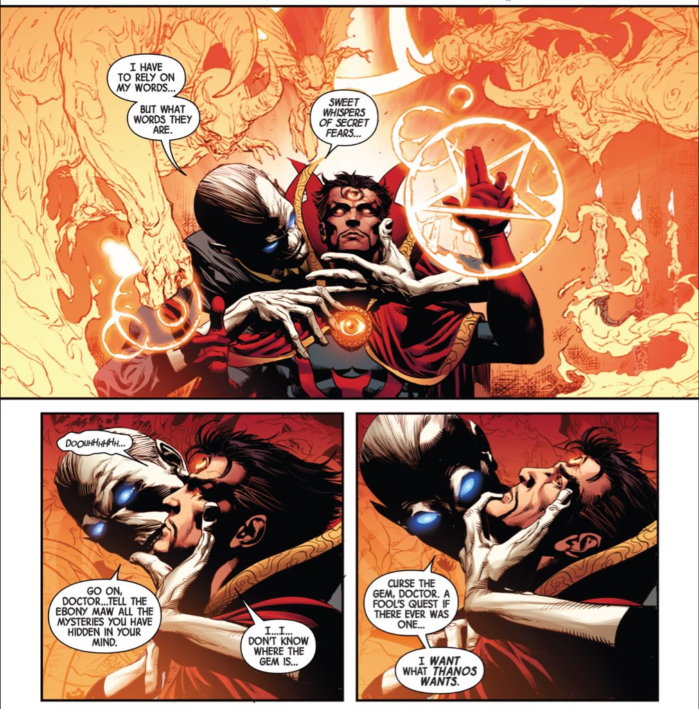 Another rather overt influence of Hickman's "Infinity" upon "Infinity War."(New Avengers #9.)