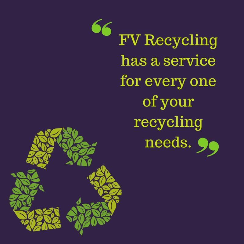 FVRecycling's tweet photo. FV Recycling has a service for every one of your recycling needs. Small or large, we cater to all businesses. Contact us here, https://t.co/Y3XaBGnBQo. https://t.co/spP47W9Wgw