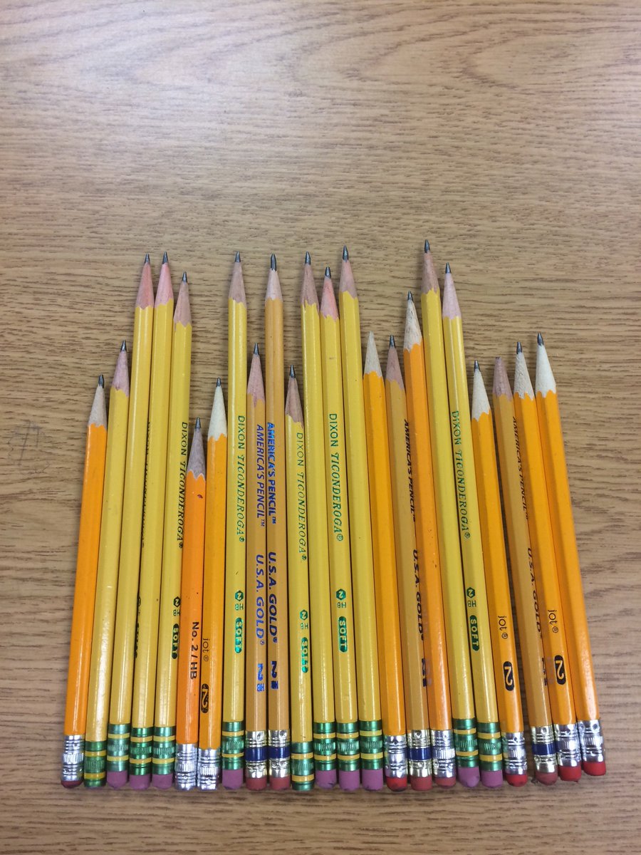 Buy Ticonderoga ! All these pencils started in the same day. The other just break off when being sharpened. #ticonderogapencils