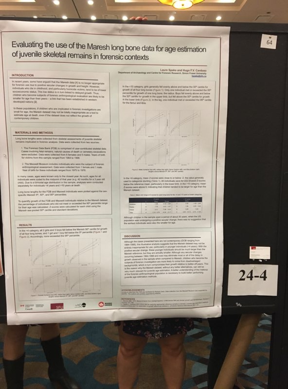 LSpakeAnthro's tweet photo. Currently up at #AAPA2018: my poster on the Maresh long bone length data. Has it lost all utility in forensic analysis because of #seculartrends in growth? Maybe! Maybe not! Check it out in Zilker 1/2/3 (or RG) to find out!
https://t.co/l6OWTdwwKL https://t.co/HoBzhMQZr1