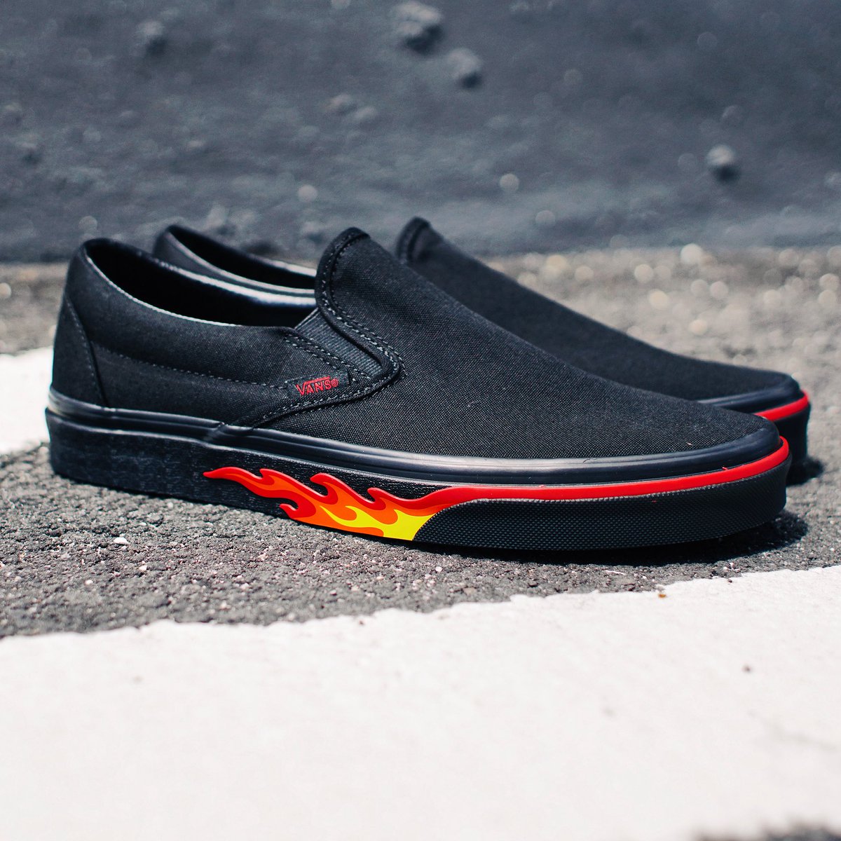 vans with flames on sole