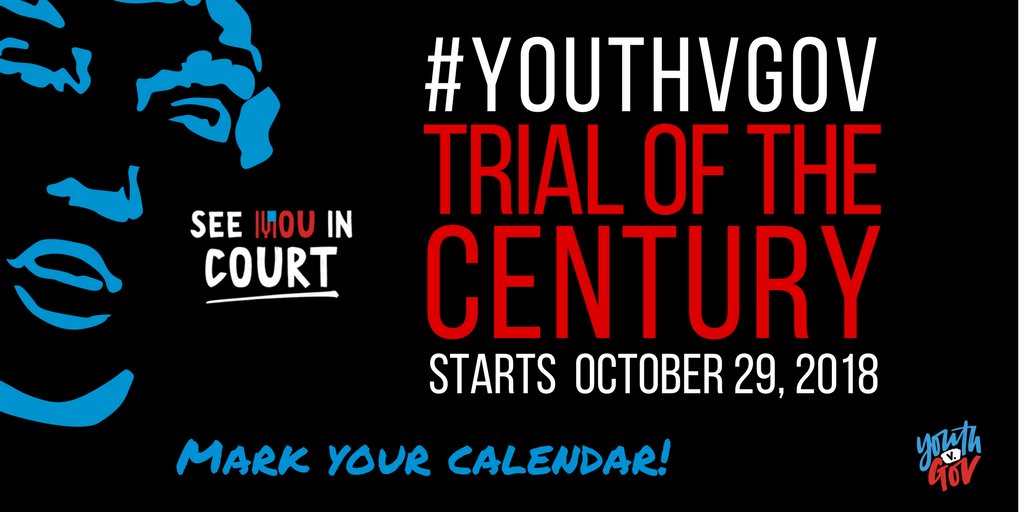 BREAKING: Juliana v. United States Climate Trial Set For October 29, 2018! Show your solidarity: facebook.com/events/2342906… 
Read full press release here: ourchildrenstrust.org/s/20180412-Tri… #youthvgov #trialofthecentury