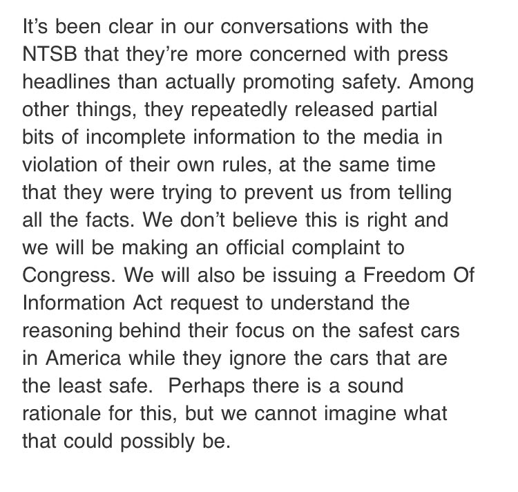 timkhiggins's tweet image. Tesla responds to NTSB with new statement: