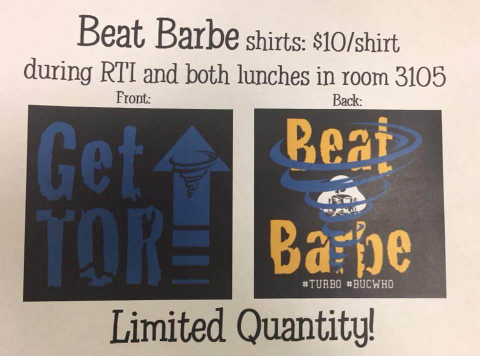 SHSTurboTornado's tweet photo. Beat Barbe shirts on sale!! ππ
Tomorrow through Tuesday!
#packthepark #beatbarbeagain https://t.co/9Jf0WDCG6L