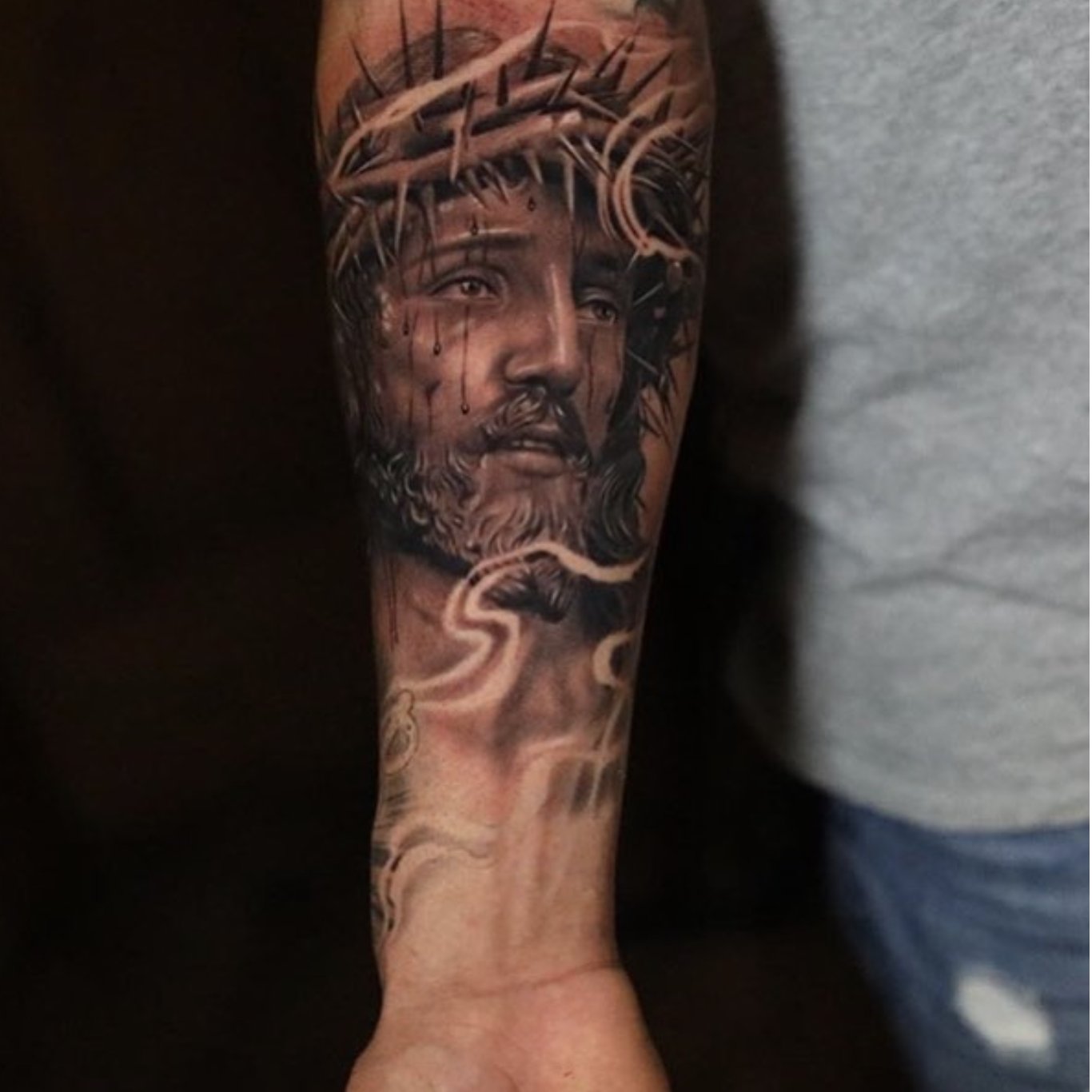 Half Sleeve Jesus Tattoos