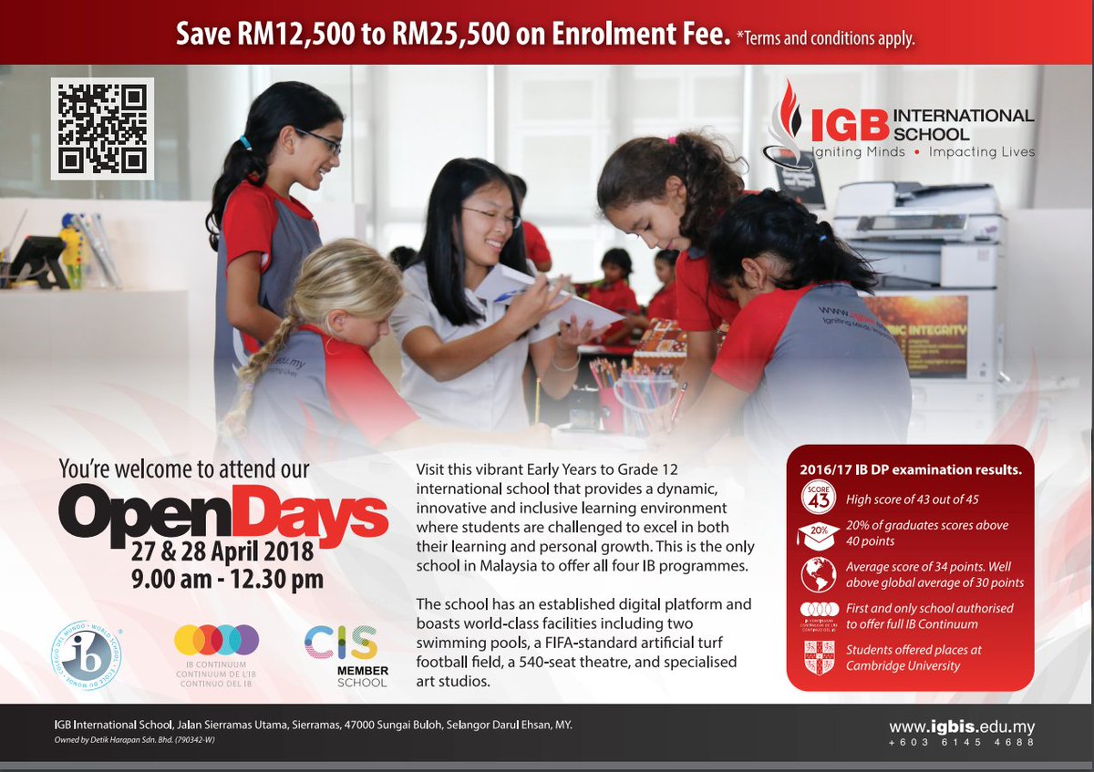 IGBintschool's tweet photo. OPEN DAY at IGB International School.
To register a place, please click the link below:
https://t.co/XJRzI97PHA
#IGBintschool #igbignites #igbis #igbinternationalschool #ib #ibworldschool #internationalbaccalaureate #internationalschool https://t.co/Z31GUCqOfn