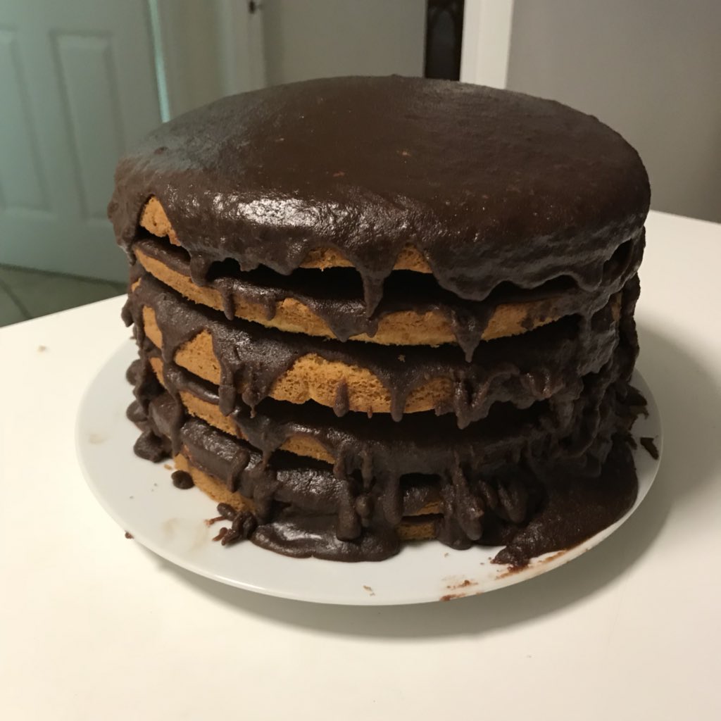 keralovell's tweet photo. Why yes I’ve been watching the #GreatBritishBakingShow recently and my expectations for nostalgically baking a Southern 10-layer cake are clearly too high for the reality of my inability to follow basic baking instructions.

#worstcakeever #lifewinning https://t.co/R1Kv3EuD5Z