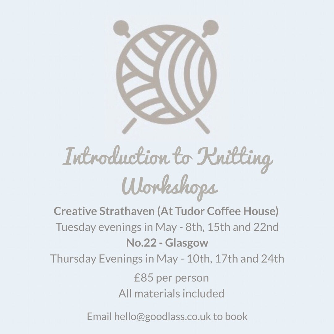 GoodlassUK's tweet photo. You’ve got 2 opportunities now to come along and #learntoknit with me in May!I’m excited to pass on my love of knitting whether you’re a complete beginner, or if you learned to knit 20 years ago! Email me to book Strathaven or to book Glasgow go here: https://t.co/awKF7yjCmQ https://t.co/GpBryTn5ky