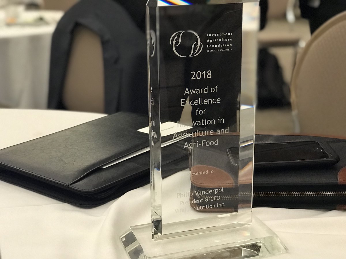 VitalusDairy's tweet photo. Congratulations to our President &amp; CEO Phil Vanderpol in receiving the 2018 Award of Excellence for Innovation in Agriculture and Agri-Food #IAFSHOWCASE https://t.co/pSq6bbAr4b