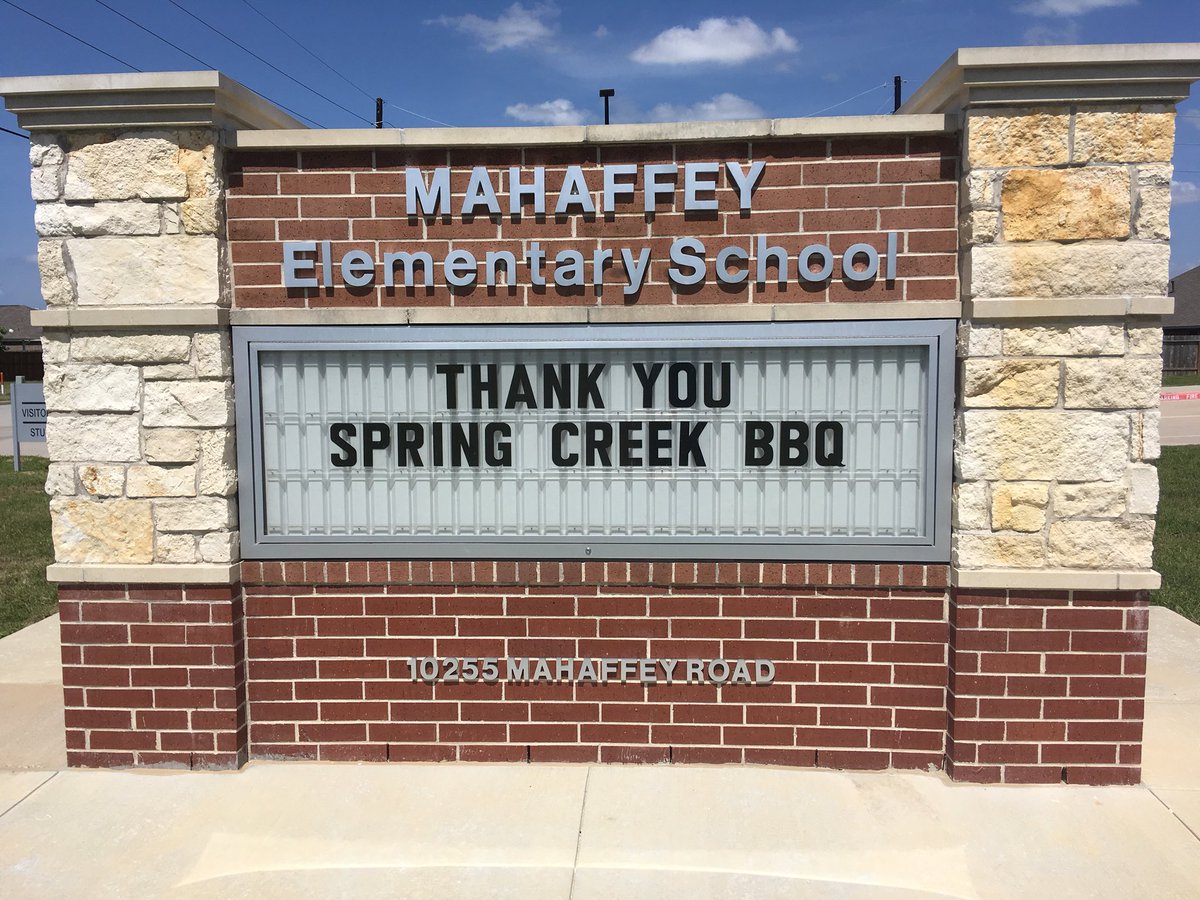 Thanks again @SpringCreekBBQ for your support & commitment to our @KleinISD schools & community! @MahaffeyKISD ❤️🐾