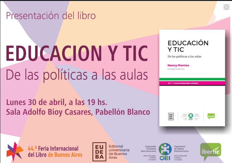 OEITIC's tweet photo. "Educación y TIC: de las políticas a las aulas"
Escriben
@dreig @carinalion @ijara @qadmon @marianamaggio @verarex @hmartinez @misslamase #LiliaToranzos #InésDussel https://t.co/Erv8m9e2RT