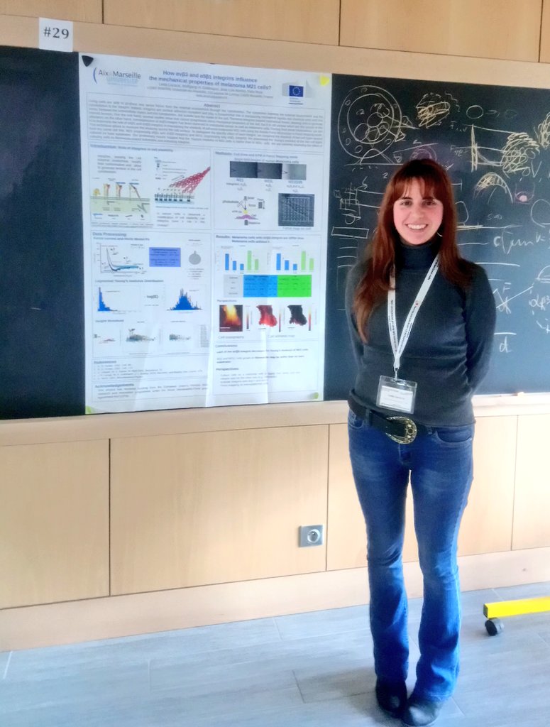 Leda_Lcr's tweet photo. Integrins and force maps on cell! My first poster... #leshouchesschoolofphysics #mechanopol18 #postersession #LAIlab #forcemicroscopygroup https://t.co/mYKn5nBIqk