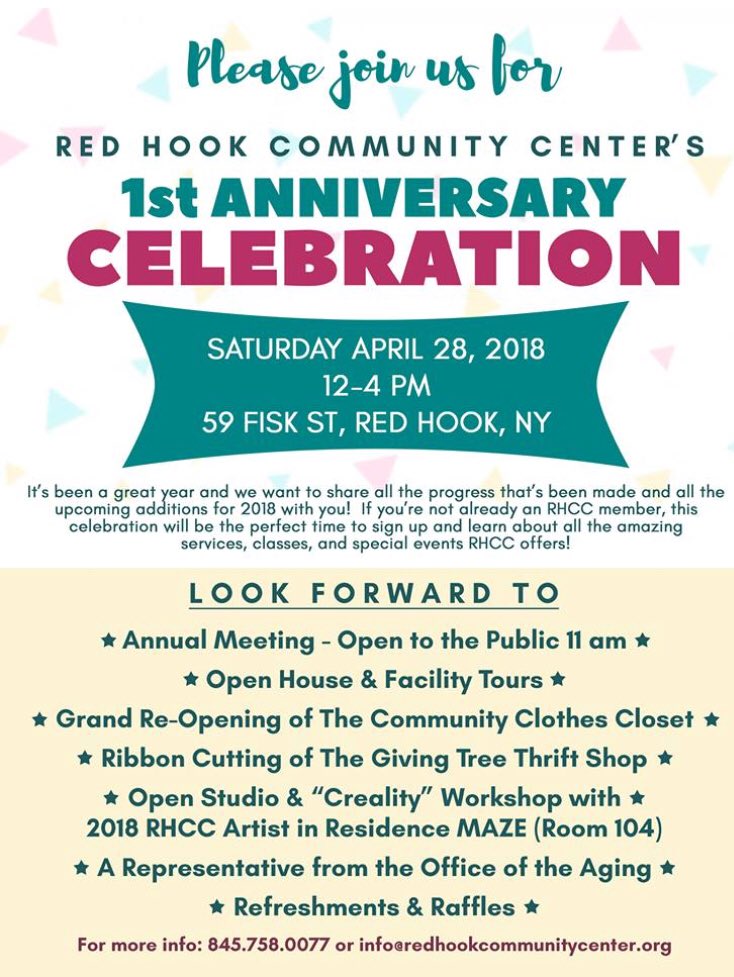 RedHookCC's tweet photo. LOOKING FOR VOLUNTEERS!!! We are looking for people to help set-up for our 1ST ANNIVERSARY Celebration!! Contact Jenna Seeley or come on April 27th to help set-up!
We look forward to seeing you!
#communitycenter #anniversary #volunteers #redhook https://t.co/hznX3yVk1i
