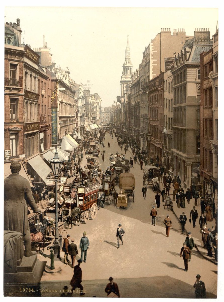 walk_ing_London's tweet image. #Cheapside #London a c1895 polychrom image