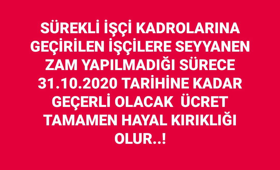 Sayin calisma bakani <a href="/jsarieroglu/">Jülide Sarıeroğlu 🇹🇷</a>  seyyanen zam istiyoruz hayal kirikligi istemiyoruz kurumlara yillarimizi verdik bununla ilgili sizden beklentilerimiz var .