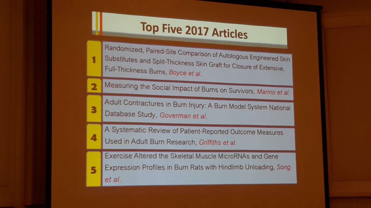 phchang73's tweet photo. .@Ameriburn #ABA50th #YIR Dr. Herndon begins with the top 5 articles in JBCR https://t.co/WJq2dSxSYL