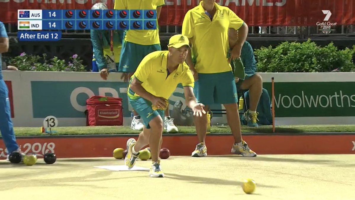 Sad because it's the last day of Bowls at @GC2018...Happy because we have TWO MORE medal chances!!

<a href="/122blest/">Barrie Lester</a> &amp; the Men's 4s play Scotland for the Gold Medal at 12:30pm &amp; Aaron Wilson plays England's Robert Paxton in the Men's Singles SF at 12:30pm. Go Jackaroos! 
📷 @7CommGames