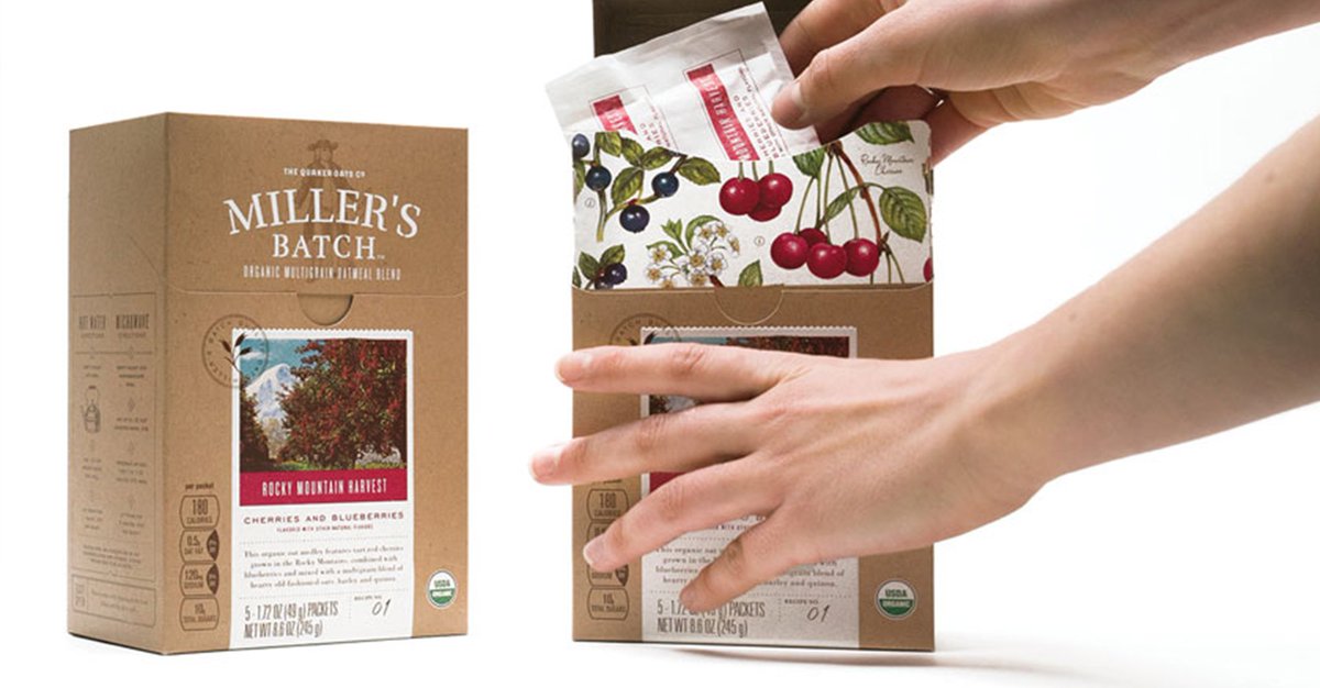 Working with PepsiCo on Miller's Batch oatmeal was a blast! Here’s to another <a href="/GDUSA/">Graphic Design USA</a> award! Read more here: bit.ly/2EE0Met #Innovation #packagingdesign