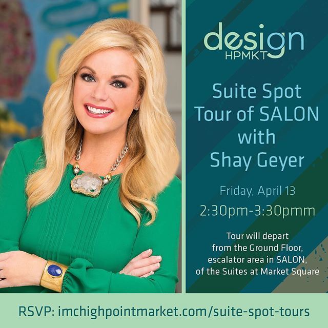 Premier Friday Tour - Suite Spot Tour with <a href="/designershay/">Shay Geyer</a> in SALON - open on Friday! Sign up today! #DesignOnHPMkt #hpmkt @ibbdesign #suitespottour #suitesatmarketsquare #SALON #designer #highenddesign ift.tt/2qqQ46B