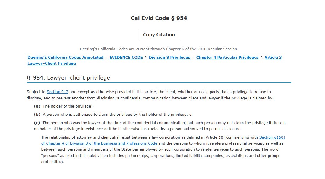 Steve Rubin on Twitter "The LawyerClient Privilege has been much in