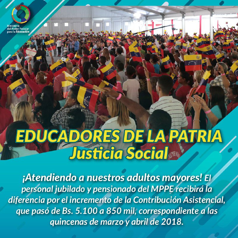 ESTE VIERNES #13Abr  | El personal administrativo y obrero del @MPPEDUCACION cobrará la diferencia del incremento de la Prima de Hogar, que pasó de Bs. 1.200 a 500 mil mensuales, correspondiente a las quincenas de marzo y abril  <a href="/NicolasMaduro/">Nicolás Maduro</a> <a href="/JauaMiranda/">Elías Jaua</a>