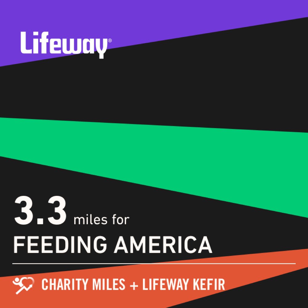 SCMocio's tweet photo. 3.3 @CharityMiles for @FeedingAmerica. Thanks to @Lifeway_Kefir. #EveryMileMatters #LoveYourGuts https://t.co/S9b71aXmtT https://t.co/NEd0J1Frx4