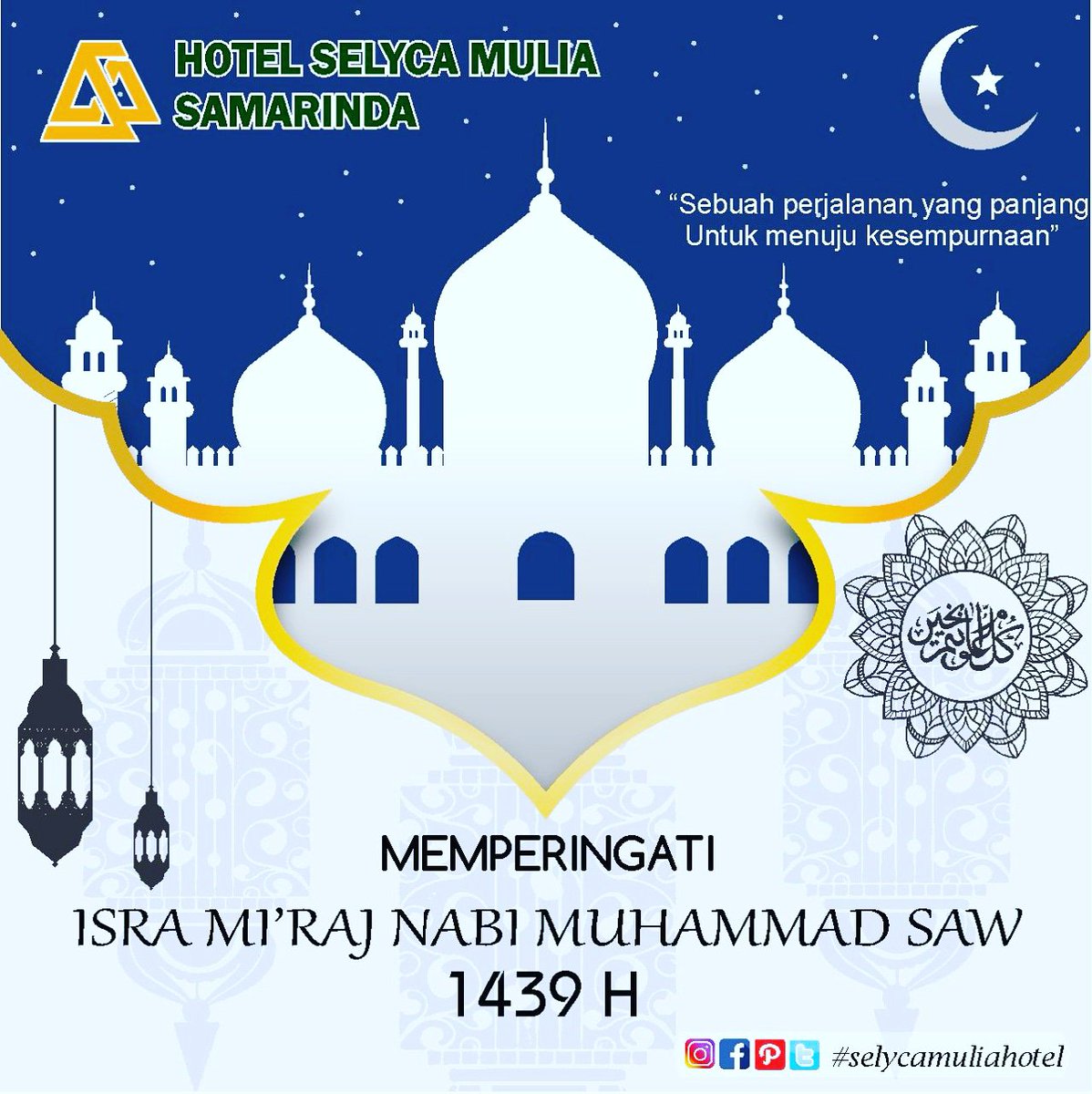 Kami segenap keluarga besar manajemen &amp; staff Hotel Selyca Mulia Samarinda mengucapkan Selamat Memperingati Hari Isra Mi'raj Nabi Besar Muhammad SAW 1439 H.

#isrami'raj
#hotelsamarinda 
#Selycamuliahotel 
#selycaners3ry
#selycaannyversary 
#hotelkaltim 
#perayaanisrami'raj