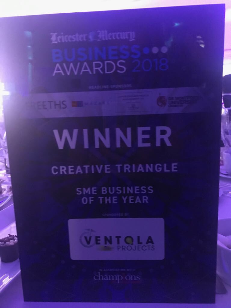 We only went and won both @LMBizAwards tonight!! Thank you so much @dmuleicester and @VentolaLighting #winners #LMBA2018 #awardwinningagency #leicester