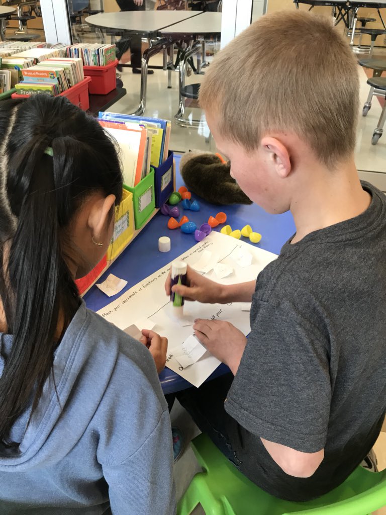 dimarino_willis's tweet photo. The students had a chicken visit the class in the am and she left eggs in the common area to find?!! They were filled with fractions and decimals to sort and classify! Gr 4’s were excited in math! #gpcsd #movementMath #random #grouping #groups https://t.co/D3GSfPzrGR