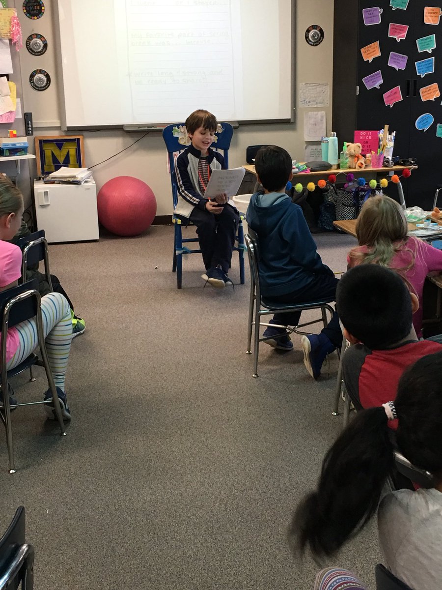 MsStAmour's tweet photo. We had so much fun using our Author’s Chair to share our Spring Break Adventures during ITime this week. #TroyUnion #OneTROY https://t.co/5mbfFC6Knv