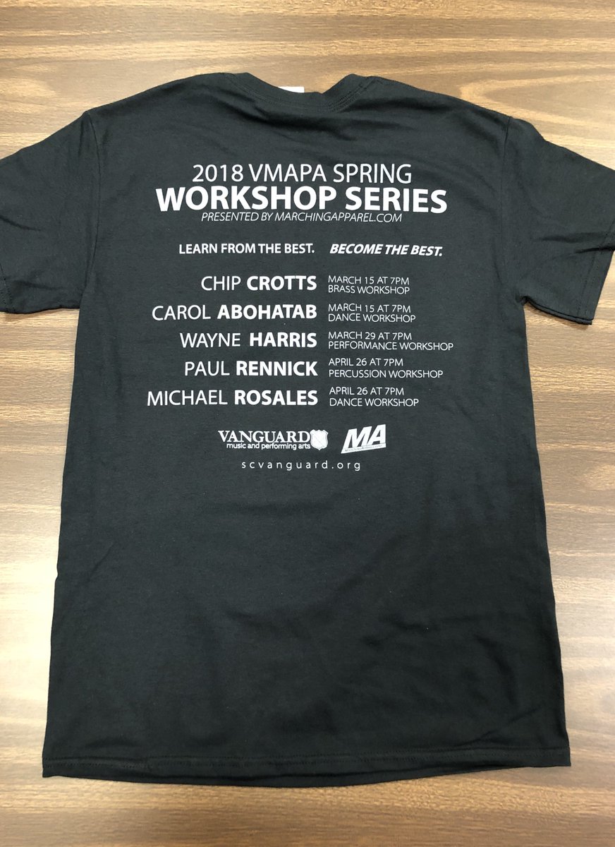 scvanguard's tweet photo. RSVP for one of our workshops on April 26th and you'll receive one of these awesome FREE participant t-shirts courtesy of https://t.co/yQL3mBFDHZ! #VMAPA
Hip Hop Dance with Michael Rosales - https://t.co/KcTuxGgkLo
Percussion with Paul Rennick - https://t.co/dNkPoqJ13R https://t.co/WEkOCUKAPH