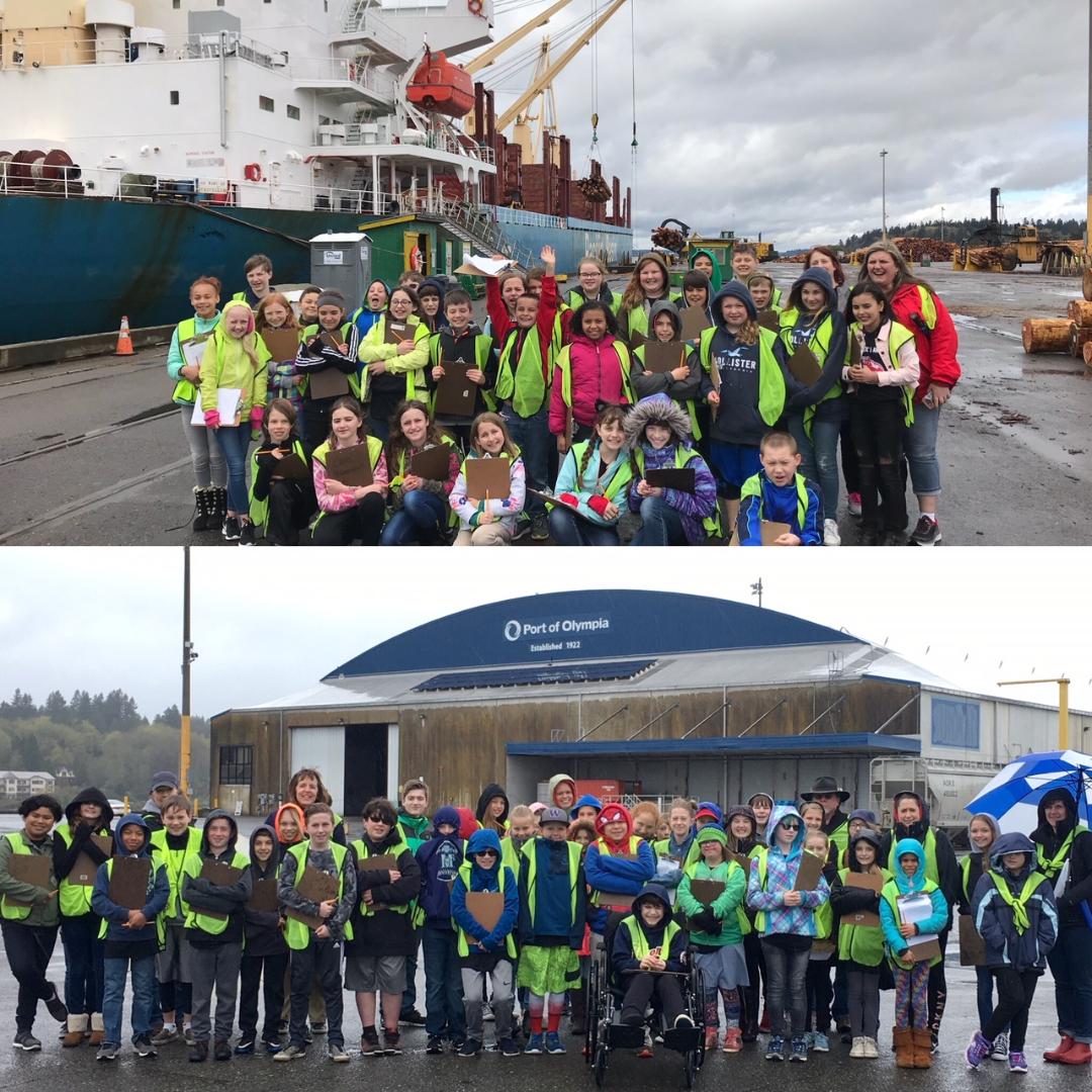PortofOlympia's tweet photo. Thank you to the entire 5th grade from Griffin School for enduring the weather today to spend time with us. Griffin's 5th grade makes this an annual trip and we enjoy seeing these amazing students every year!
#EducationMatters #RealLifeMinecraft #ThanksForMakingUsLaugh https://t.co/4VJsPsATdg