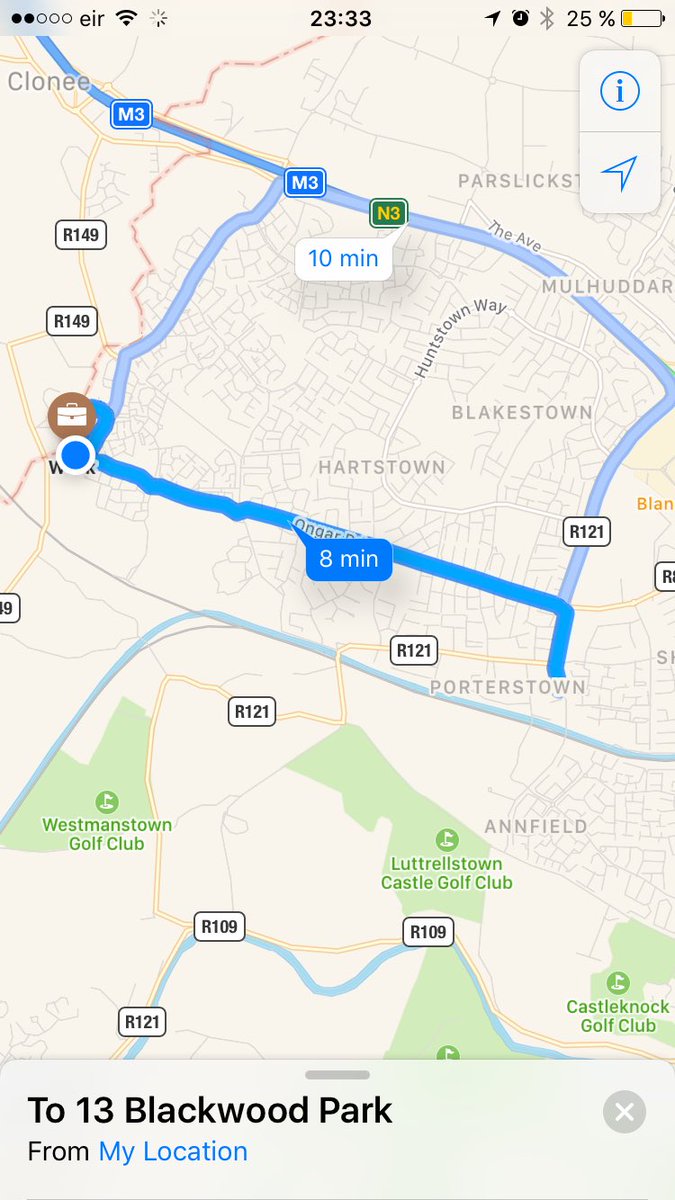 kylefpaton's tweet photo. I got in my car leaving my mams and going to my dads house and got a notification off google maps telling me to take the ongar road.
Never used my maps to get to one house from the other. 
Not only does google know where you are but knows where you are going. Fucking mad world! https://t.co/r4T1fnuBcV