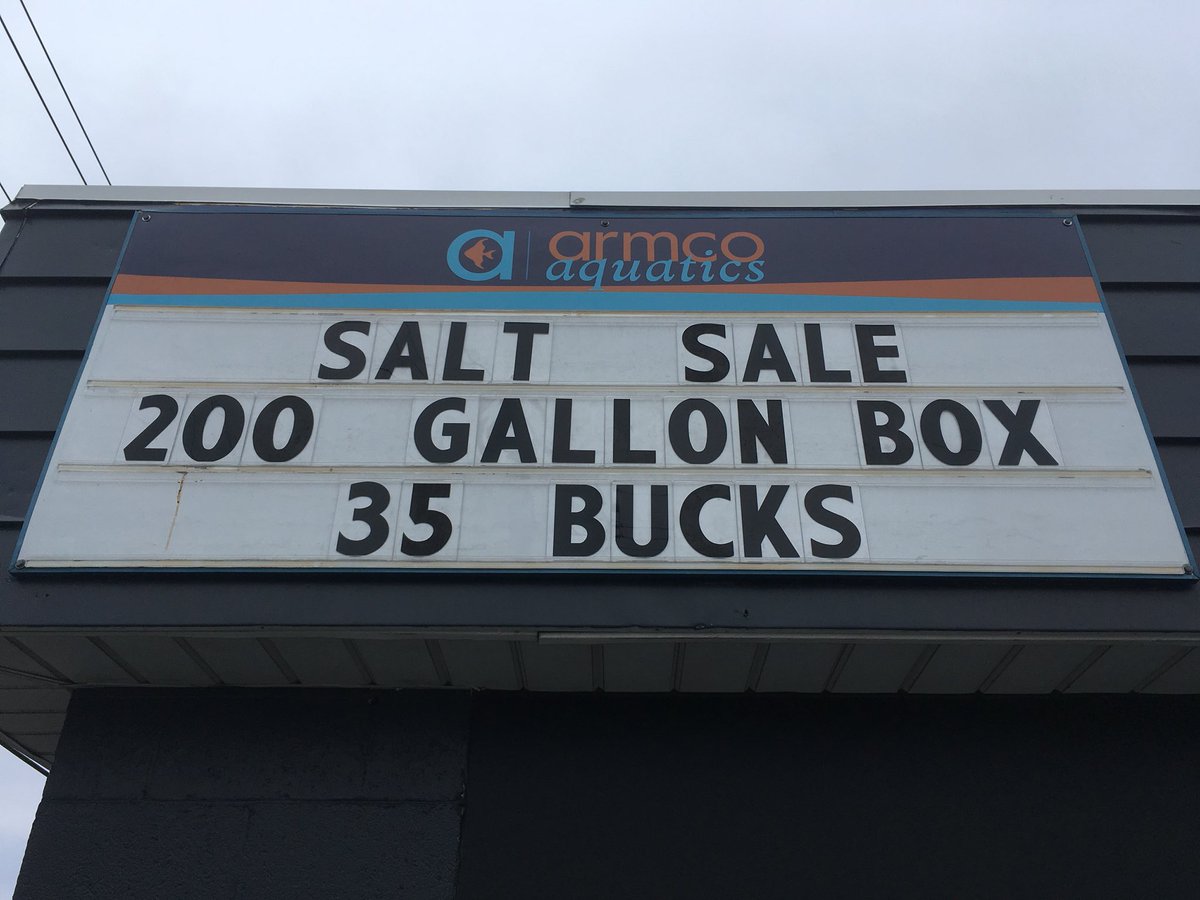ArmcoAquatics's tweet photo. Come get it while itโs hot! Open for retail Saturdays 11am-5pm.
_______________
#armcoaquatics #aquarium #acrylictanks #glasstanks #aquariumservices #aquariummaintenance #salt #instantocean #reefcrystals #reeftank #reeftank #saltwaterfish #saltwaterfishtank #marquee #fishtank https://t.co/3WaEzkmxM6