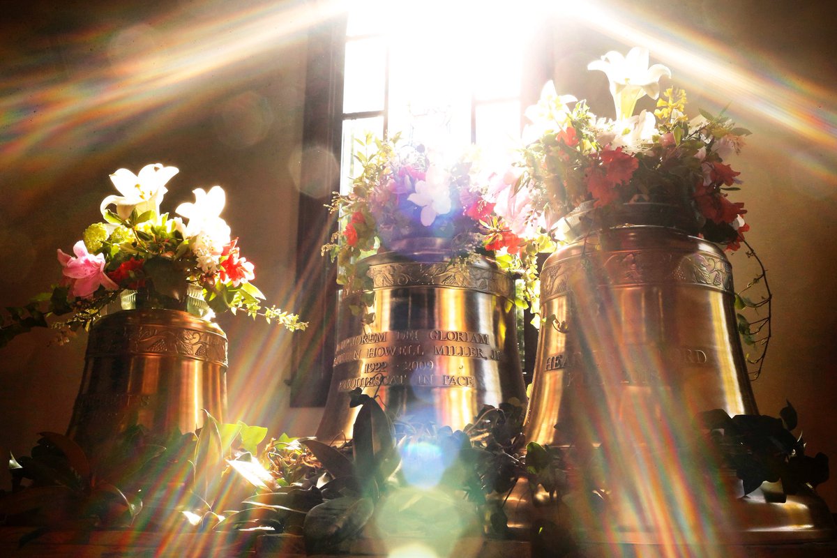 Three new bronze church bells sit ready for installation at St. Stephen's Anglican Catholic Church in Athens, Ga., Thursday, April 12, 2018. Christoph Paccard Bell Foundry installed the bills which were forged in France. (Photo/Joshua L. Jones, Athens Banner-Herald)
