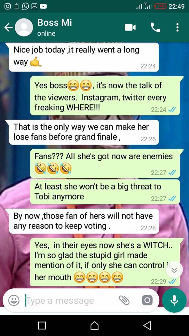 Uc301's tweet photo. Evil Tobi fans plotting evil jst to make a HM evil i call it deviish with edited death stories😈😈😈😈 look👇👇👇 #BBNaija https://t.co/hhdhzGLQsW