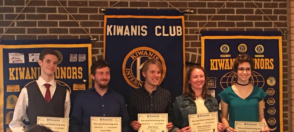 Congrats to the WHHS Kiwanis Fine Arts recipients: Andrew (chorus), Carson (band), Blake (theatre), Paiton (orchestra), and Brynn (visual art).